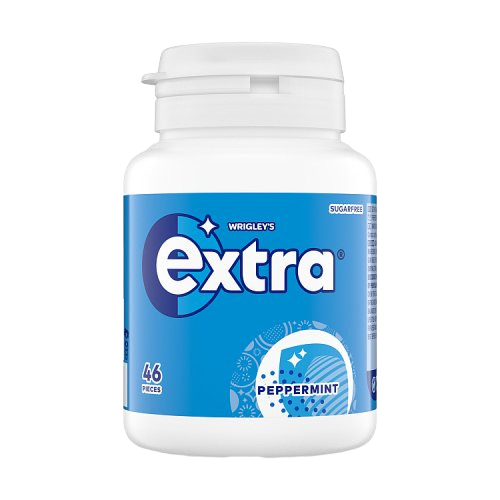 Extra Peppermint Chewing Gum Sugar Free Bottle 46 Pieces (1x6x24 Bottles)