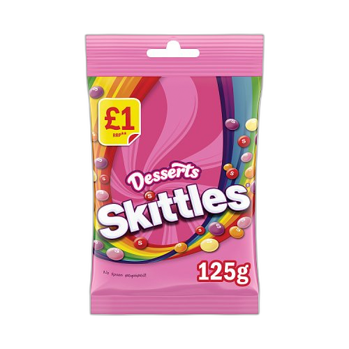 Skittles Vegan Sweets Dessert Flavoured Treat Bag £1 PMP 125g Case