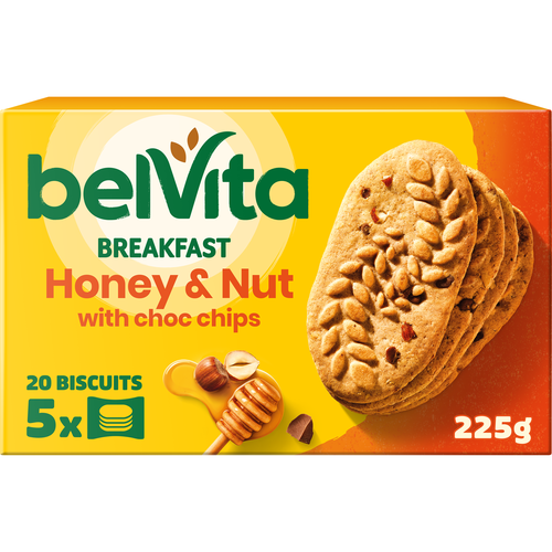 Belvita Honey & Nut with Choc Chips Breakfast Biscuits Multipack 225g (10 Pack)