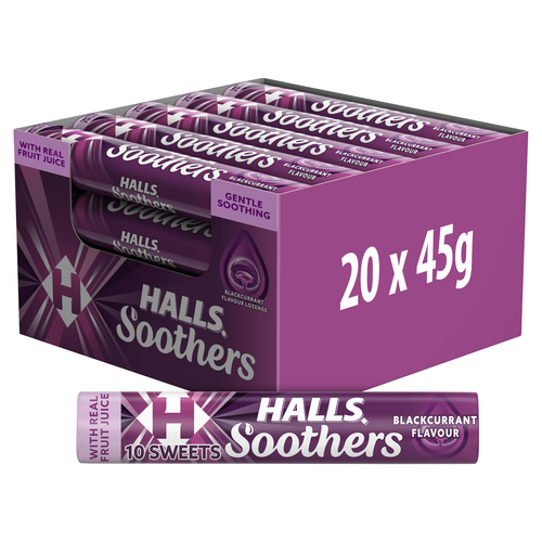 Halls Soothers Blackcurrant Sweets with Liquid Centres 45g (20 Pack)