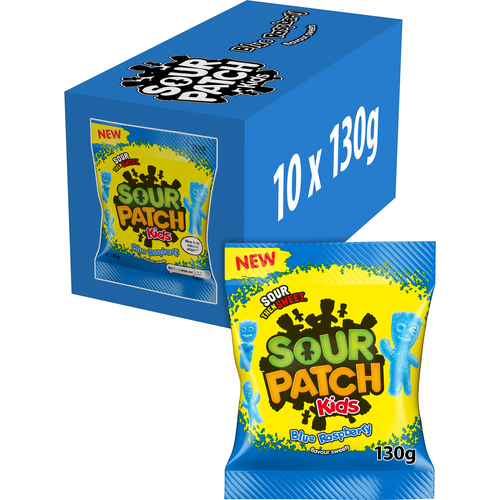 Sour Patch Kids Blue Raspberry Sweets Bag 130g (10 Pack)