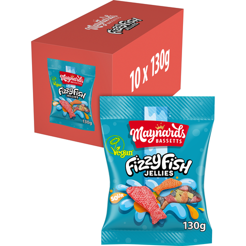 Maynards Bassetts Fizzy Fish Sweets Bag 130g (10 Pack)