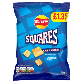 Walkers Squares Salt & Vinegar 72g PMP £1.35
