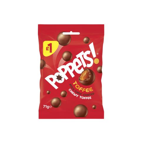 POPPETS MILK CHOCOLATE TOFFEE BAG £1 PMP