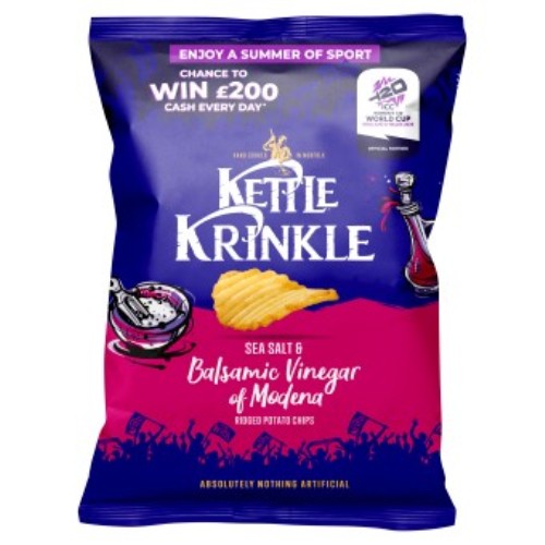 KETTLE Krinkle Sea Salt & Balsamic Vinegar of Modena 130gx8 (HFSS Compliant)